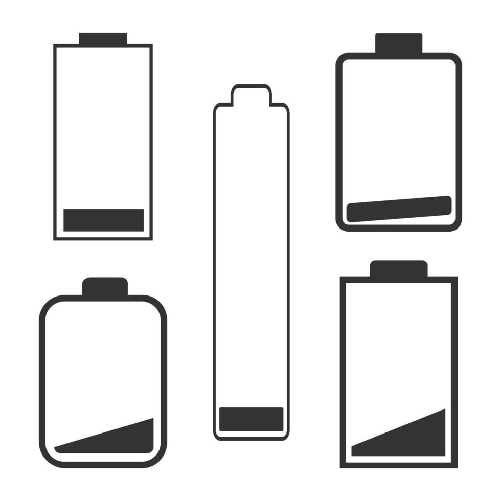 ein Satz Batterien mit Anzeige für niedrigen Ladestand. Vektor-Illustration vektor