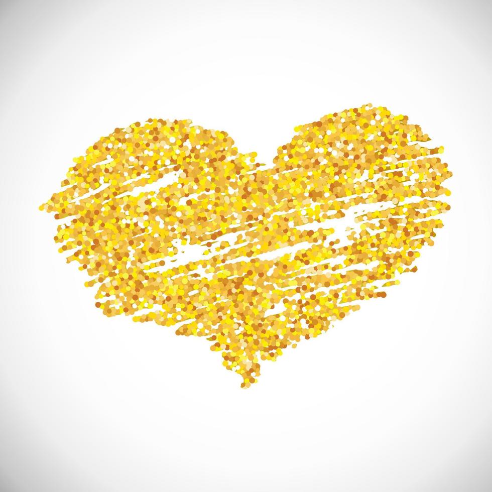 handgezeichnetes goldenes Glitzerherz. Symbol der Liebe. Vektor-Illustration vektor