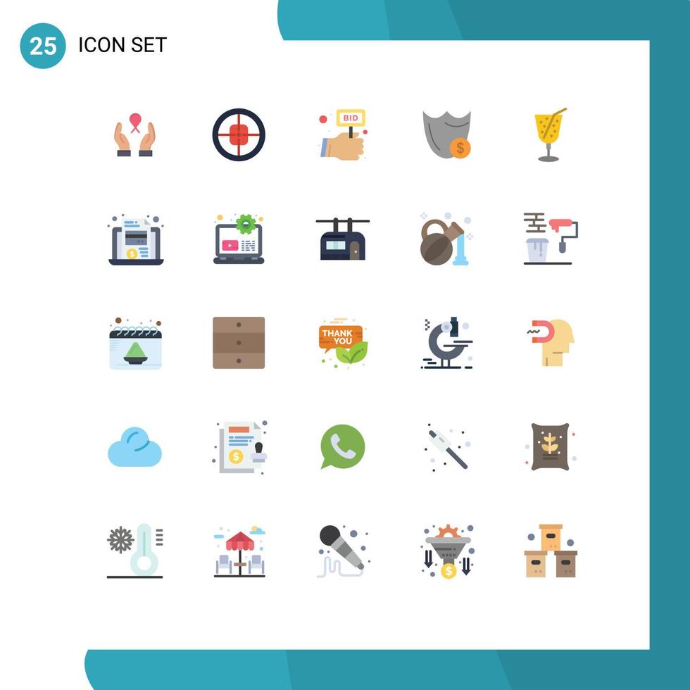25 thematische Vektor-Flachfarben und editierbare Symbole für handbearbeitbare Vektordesign-Elemente des Sicherheitszielschutzes vektor