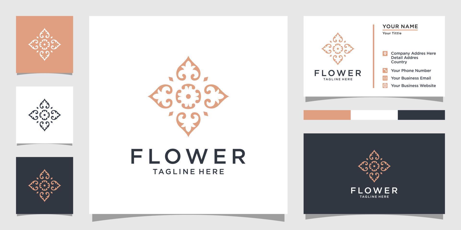 blomma logotyp vektor formgivningsmall med visitkort design.