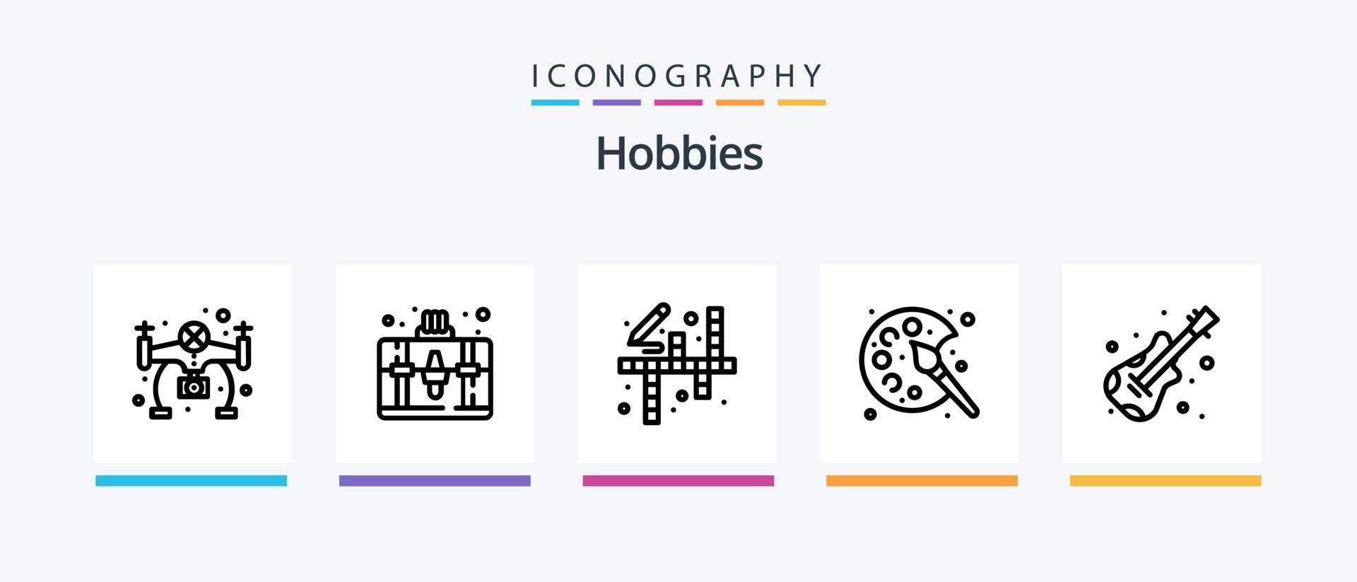hobbies linje 5 ikon packa Inklusive broderi. hobby. bild. hobbyer. fisk. kreativ ikoner design vektor
