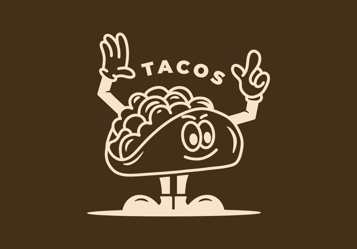 Illustrationsdesign von Taco-Maskottchen mit Händen und Füßen vektor