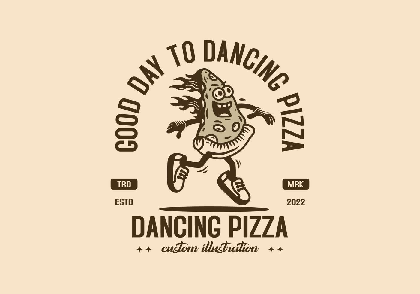maskottchenillustrationsdesign der tanzenden pizza vektor
