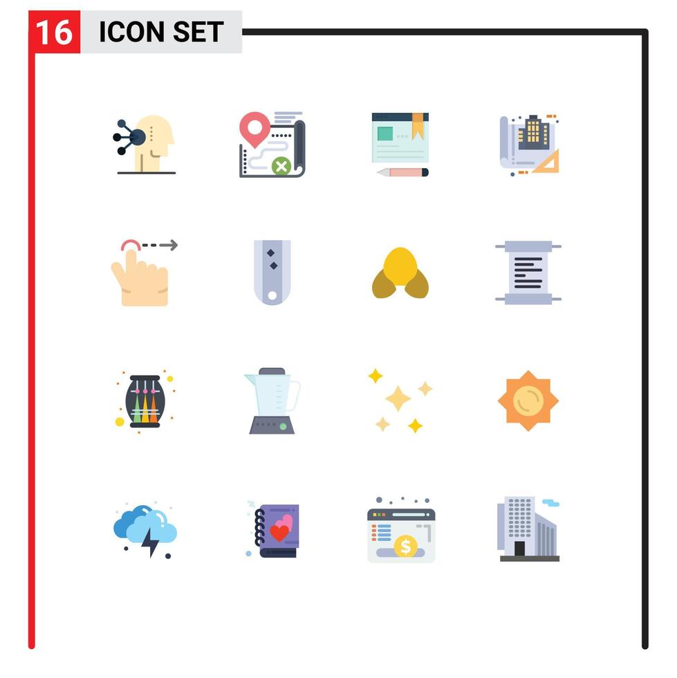 16 kreativ ikoner modern tecken och symboler av teckning plan annullera blå utbildning redigerbar packa av kreativ vektor design element