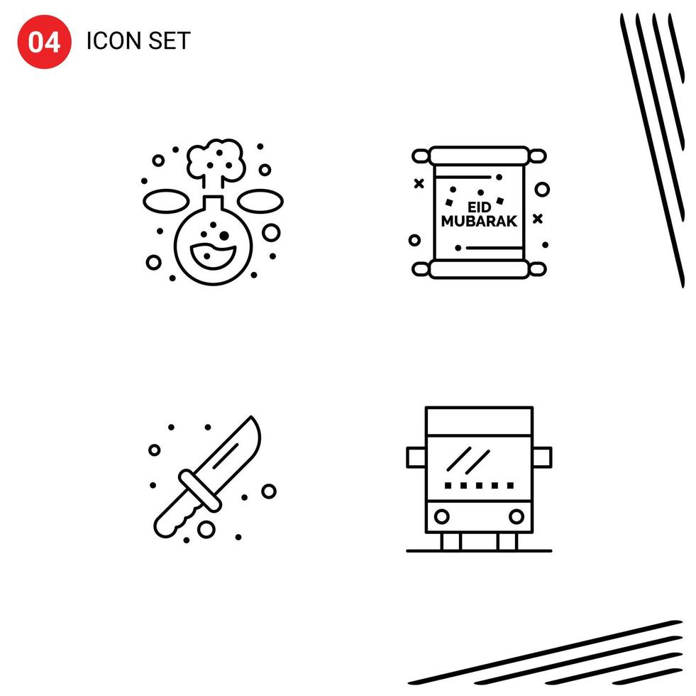 uppsättning av 4 modern ui ikoner symboler tecken för kemi vandring kort mubarak verktyg redigerbar vektor design element