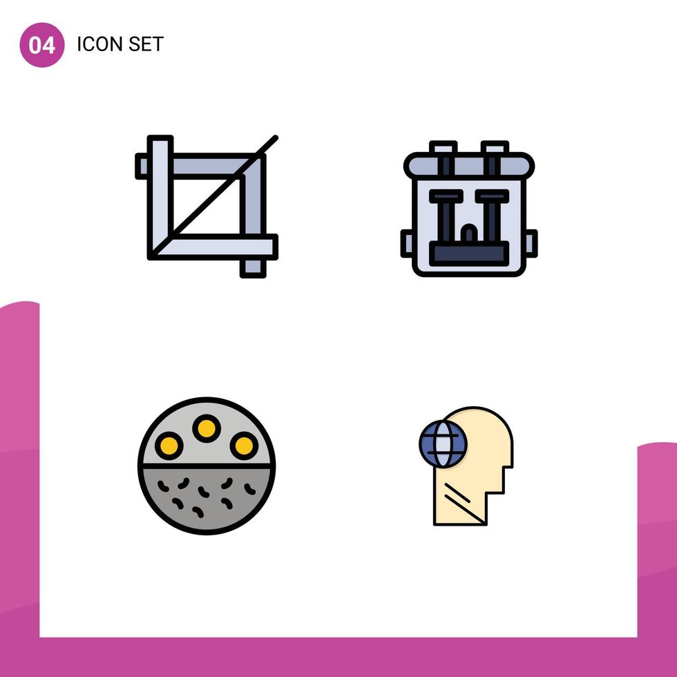 4 tematiska vektor fylld linje platt färger och redigerbar symboler av beskära mineral tillbaka packa hobby styrka redigerbar vektor design element