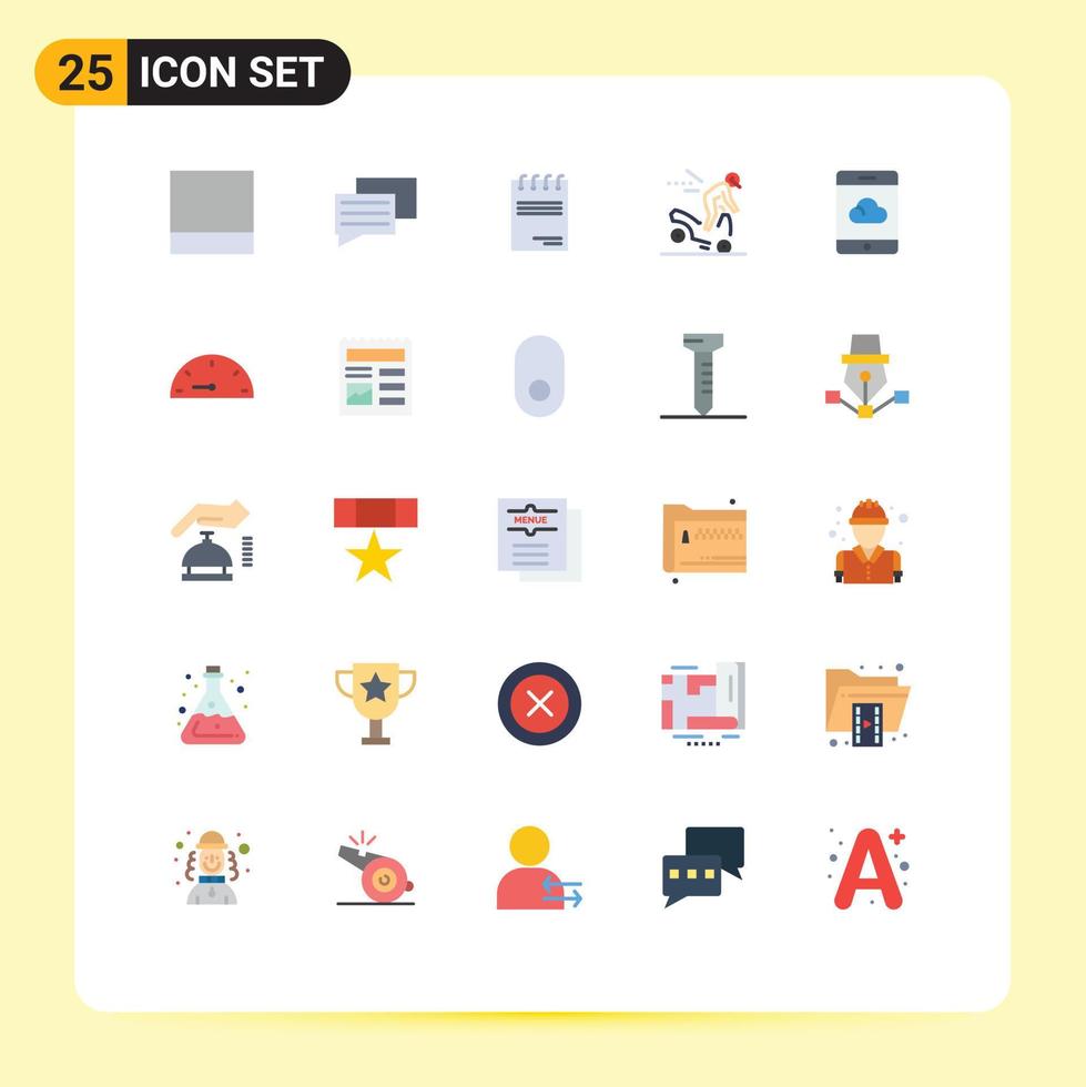 piktogram uppsättning av 25 enkel platt färger av mätare smartphone signatur moln väg redigerbar vektor design element