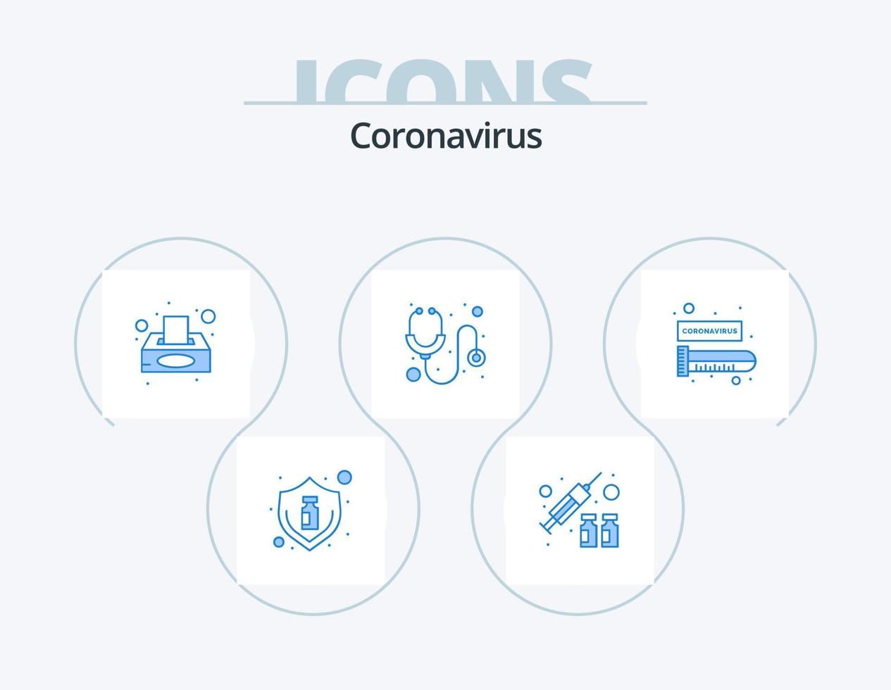 coronavirus blå ikon packa 5 ikon design. blod. medicinsk. virus. sjukhus. vävnad låda vektor