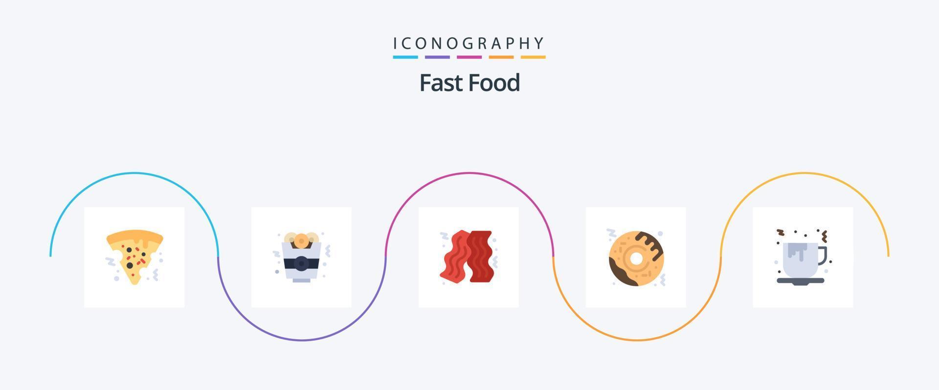 Fast-Food-Flat-5-Icon-Pack inklusive. Lebensmittel. Fast Food. Fast Food. Kaffee vektor