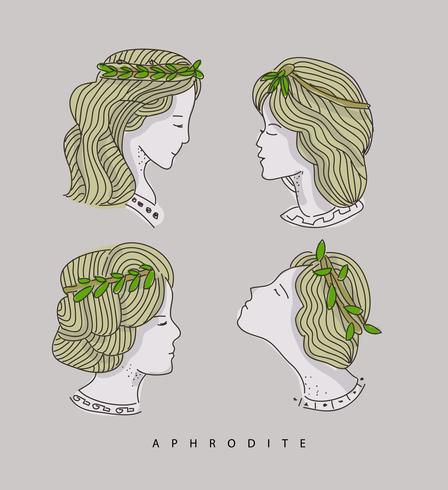 aphrodite huvud handritad vektor illustration