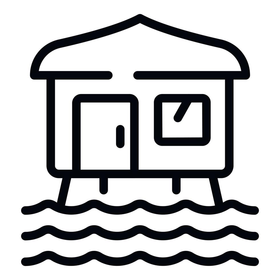 hav hus ikon översikt vektor. vatten läger vektor