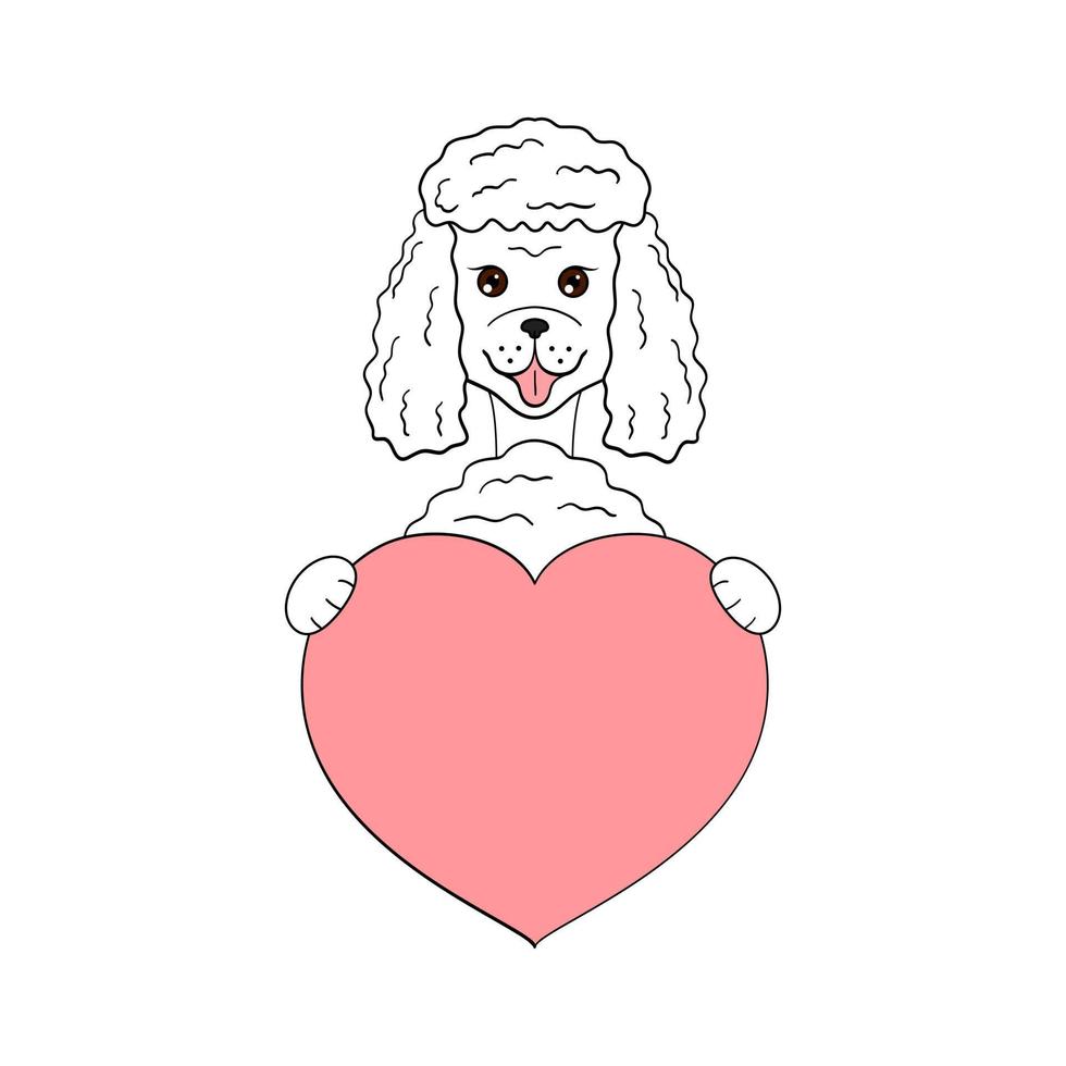 süßer karikaturhund, der sein herz in seinen pfoten hält. Valentinstag-Grußkarte mit Platz für Text. design für einladung, karte, flyer, broschüre, banner. kleine haustiere verliebt. eine Liebeserklärung vektor