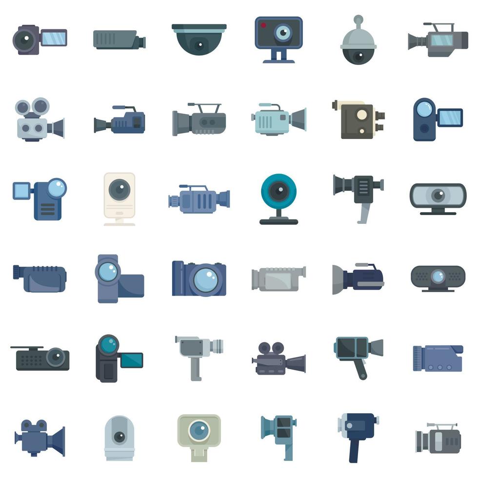 Camcorder-Icons gesetzt, flacher Stil vektor