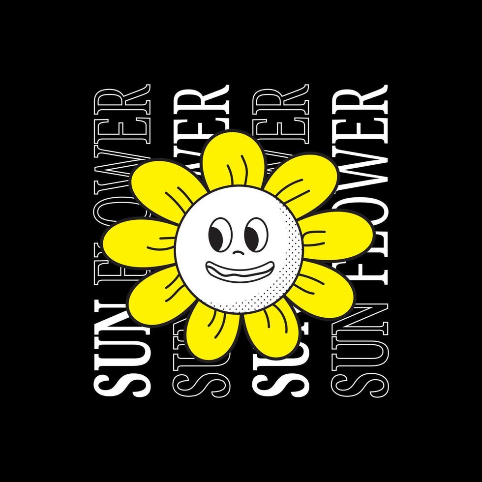 Grafikdesign im urbanen Stil. Sonnenblumen-Slogan. zum Drucken von Designbildern für Hemden, Jacken und mehr. vektor