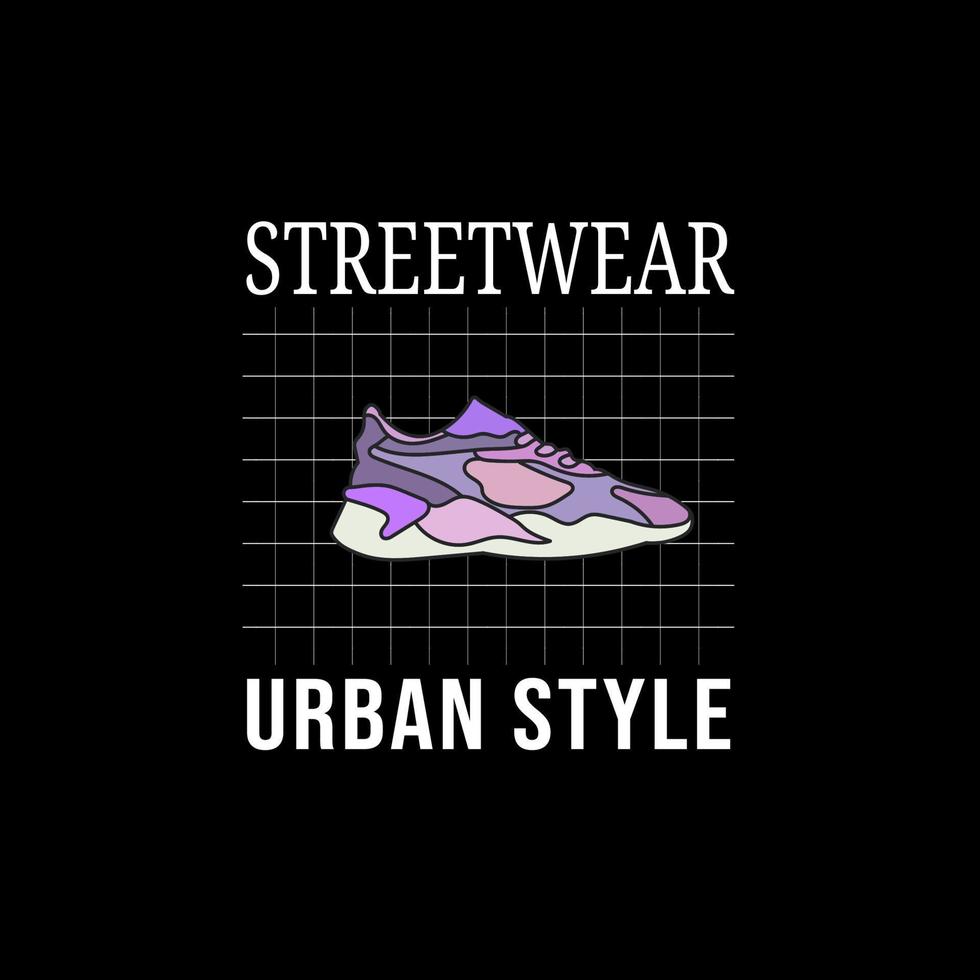 streetwear design. platt begrepp med skor vektor och slogan text urban stil.