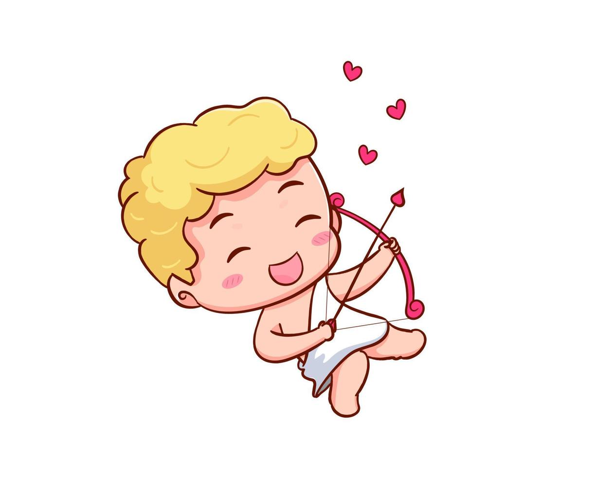 söt förtjusande cupid tecknad serie karaktär. amur bebisar, liten änglar eller Gud eros. valentines dag begrepp design. förtjusande ängel i kärlek. söt chibi vektor karaktär. isolerat vit bakgrund.