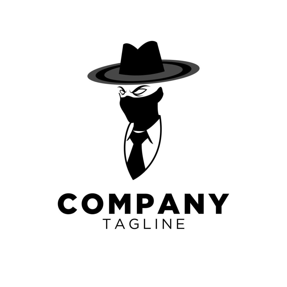 gangster logotyp med hatt tycka om cowboy. vektor logotyp