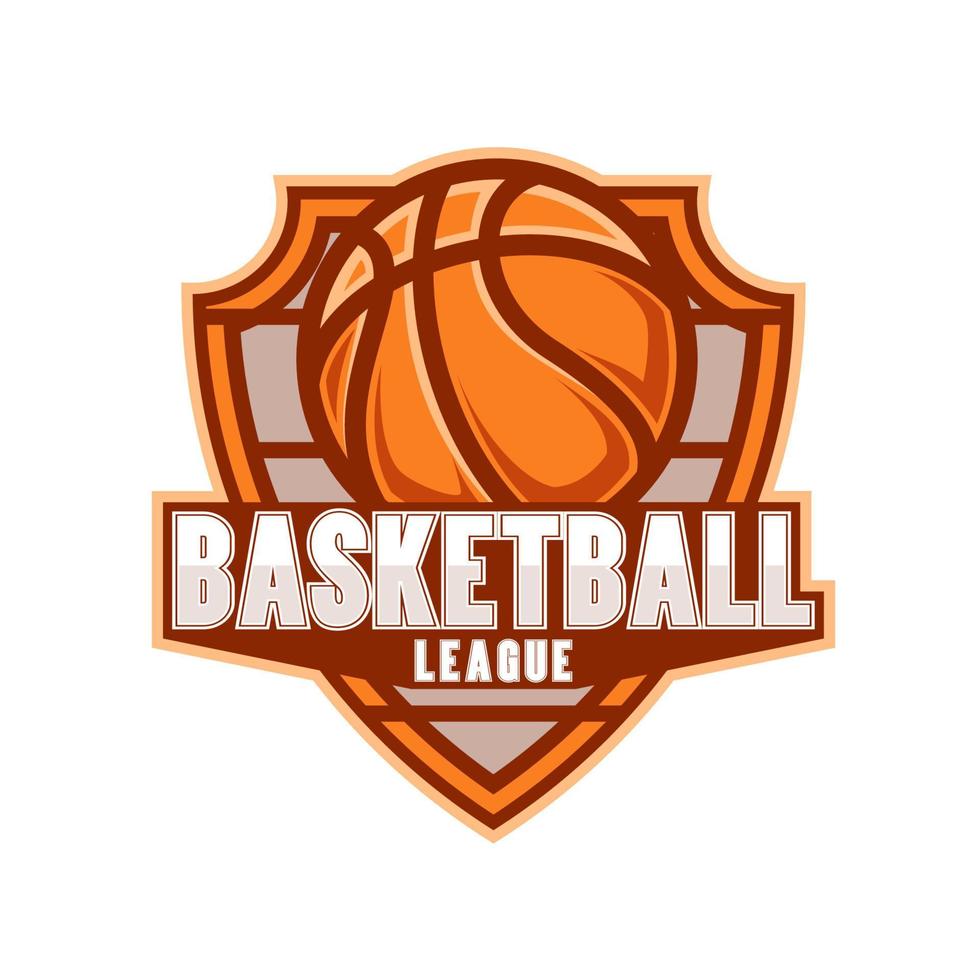 Basketball-Logo-Set, Abzeichen und Emblem in Schildform, perfekt für Sportmannschaften vektor