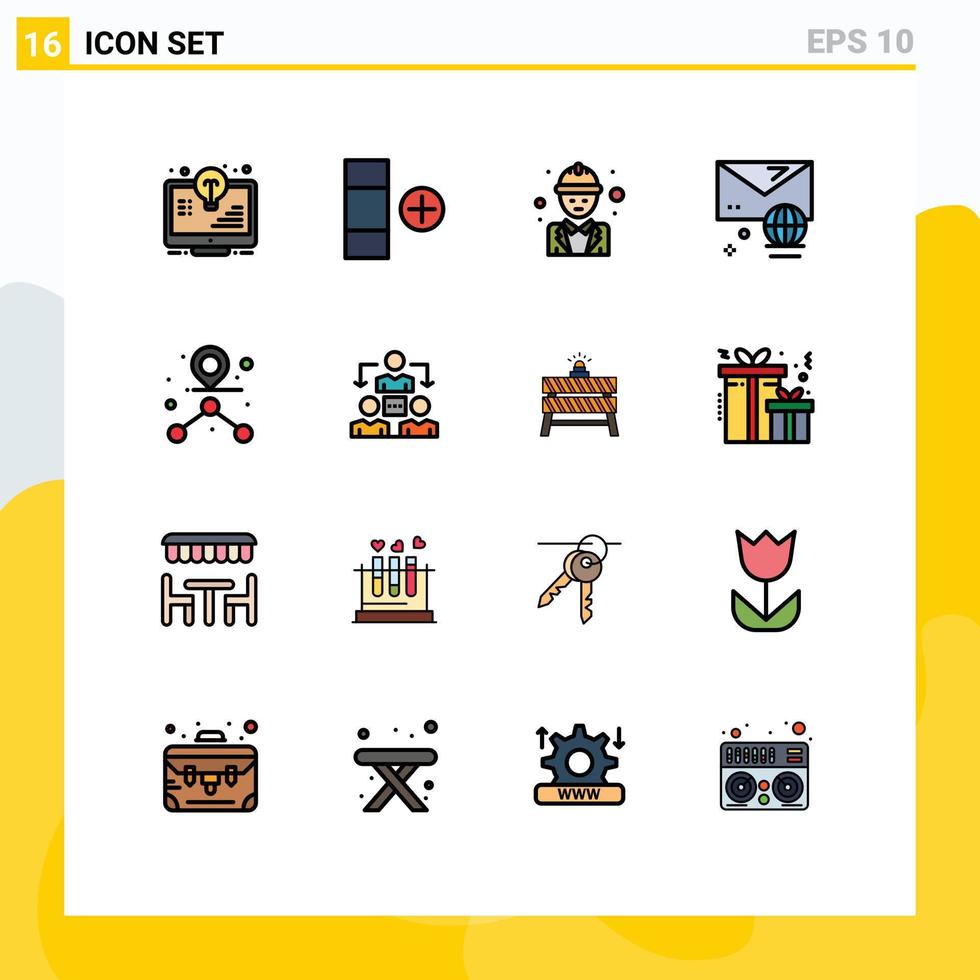 Stock-Vektor-Icon-Pack mit 16 Zeilenzeichen und Symbolen für Ziel-Internet-Chef-E-Mail-Manager editierbare kreative Vektordesign-Elemente vektor