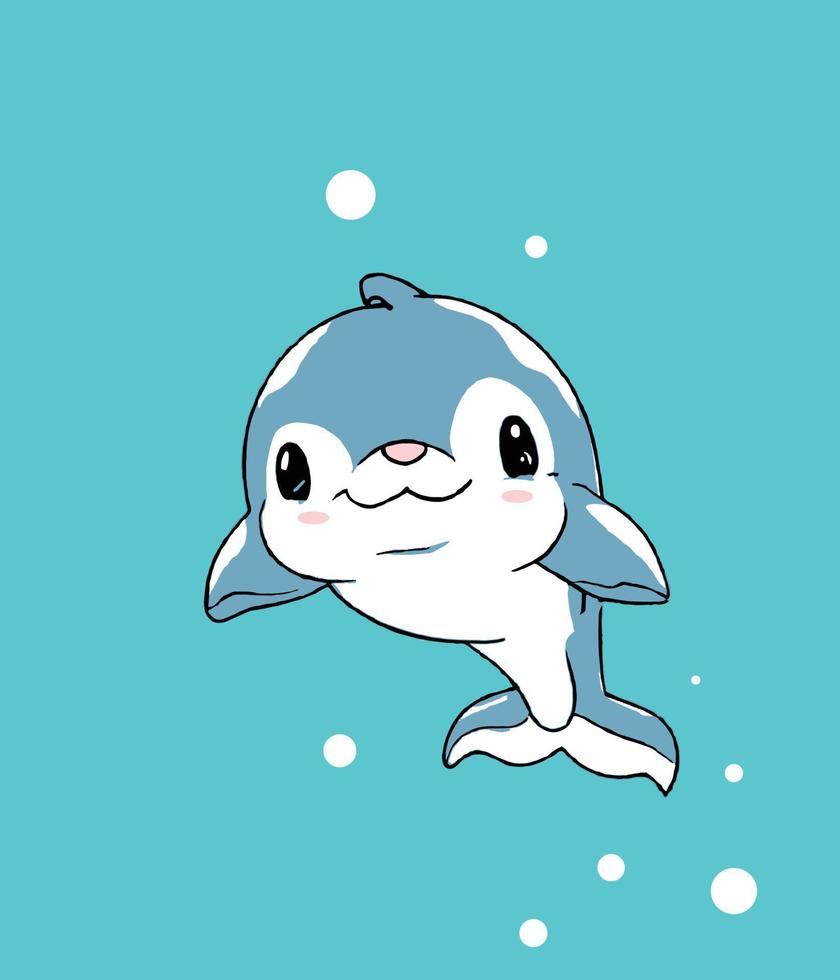 vcute chibi delfin abstrakt konst två vektor