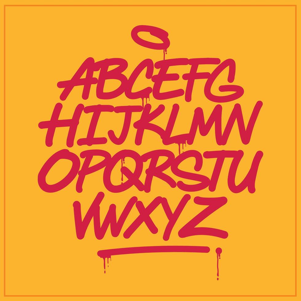en uppsättning av graffiti alfabet. Häftigt digital graffiti font. vektor