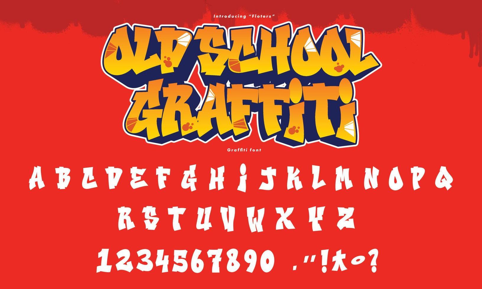 eine reihe von graffiti-alphabet. coole digitale Graffiti-Schriftart. vektor