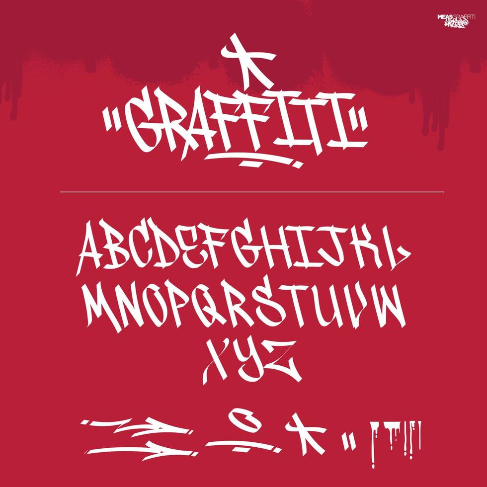 en uppsättning av graffiti alfabet. Häftigt digital graffiti font. vektor