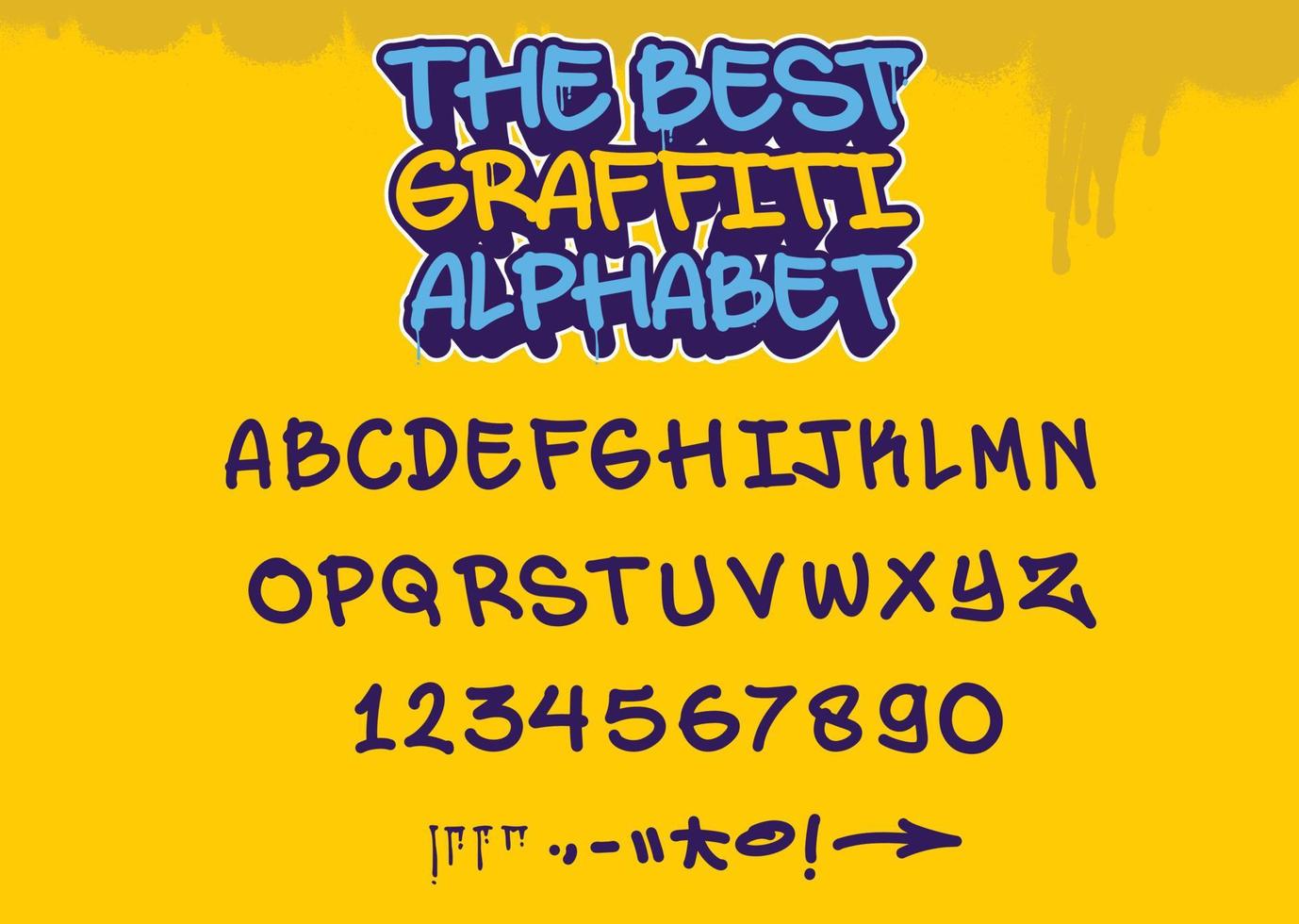 en uppsättning av graffiti alfabet. Häftigt digital graffiti font. vektor