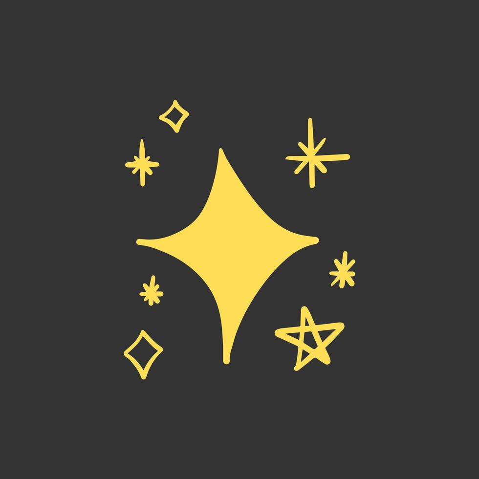Funkelnder Stern, blinkende Sterne. glänzendes Symbol, sauberes Sternsymbol. isoliert auf schwarzem Hintergrund. Vektor-Illustration vektor