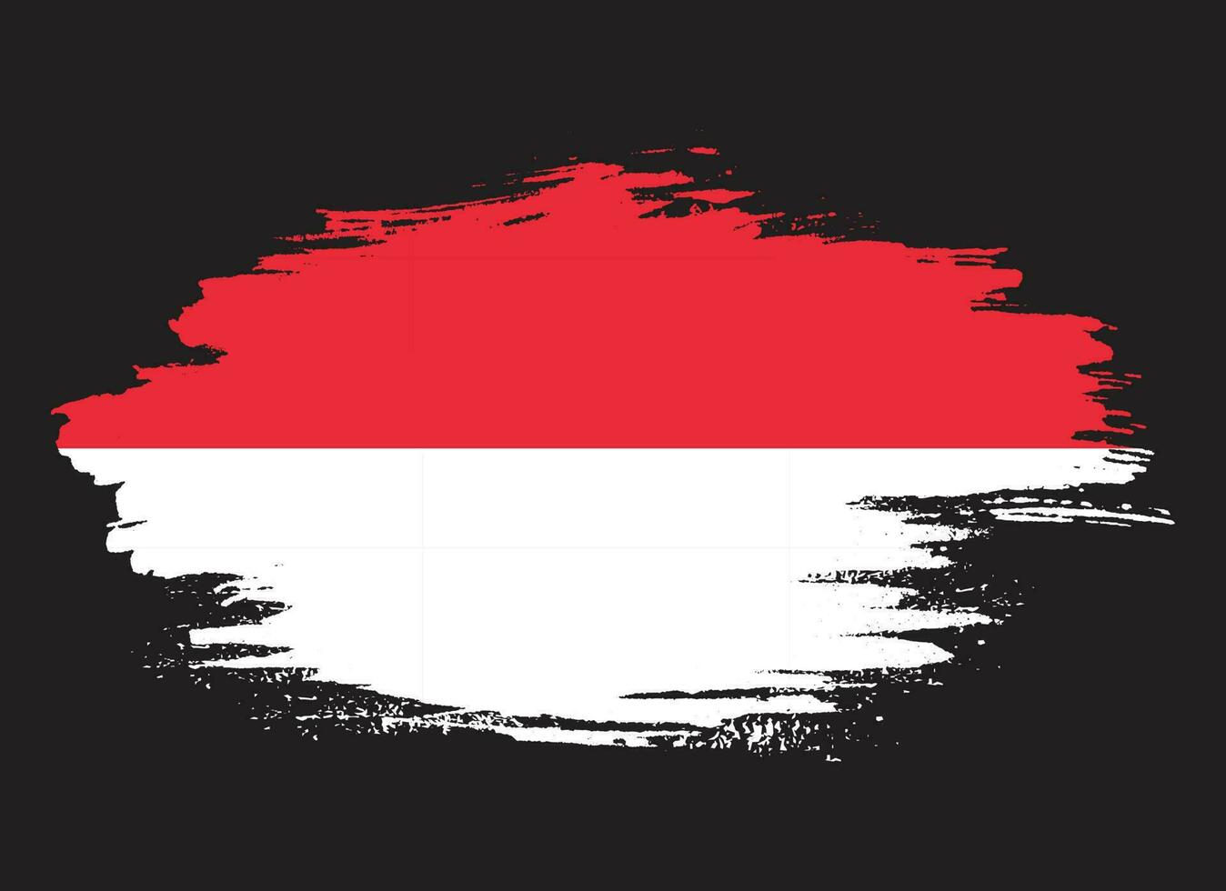 tjock borsta stroke indonesien flagga vektor