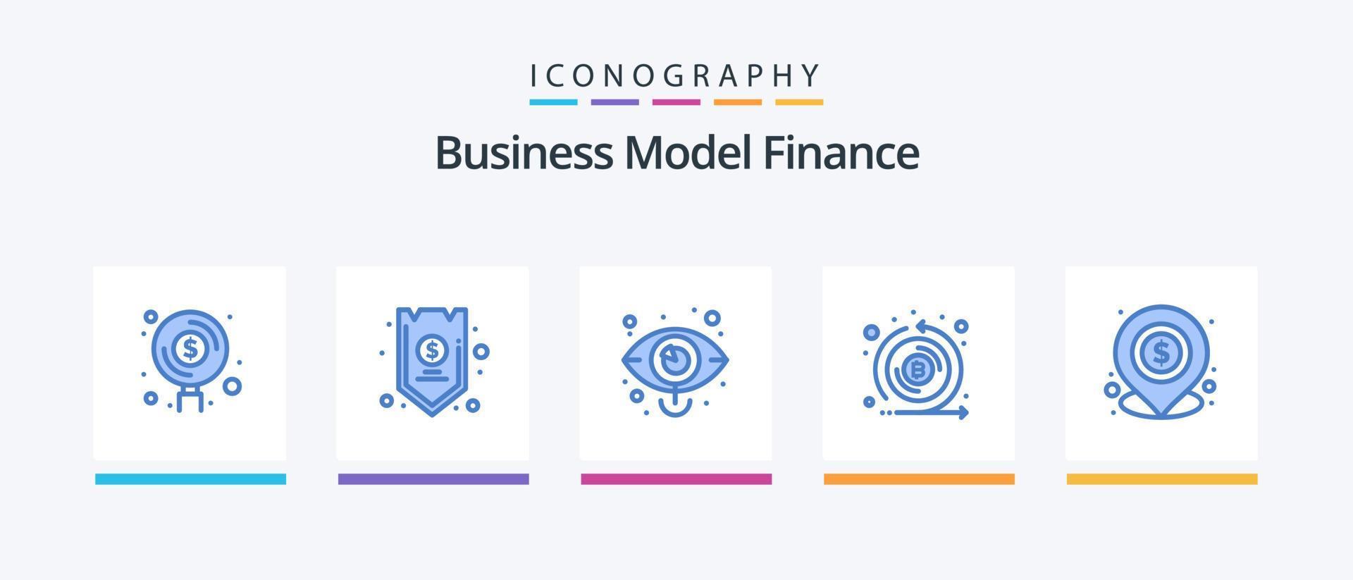 finansiera blå 5 ikon packa Inklusive kryptovaluta. mynt. medel. syn. marknadsföra. kreativ ikoner design vektor