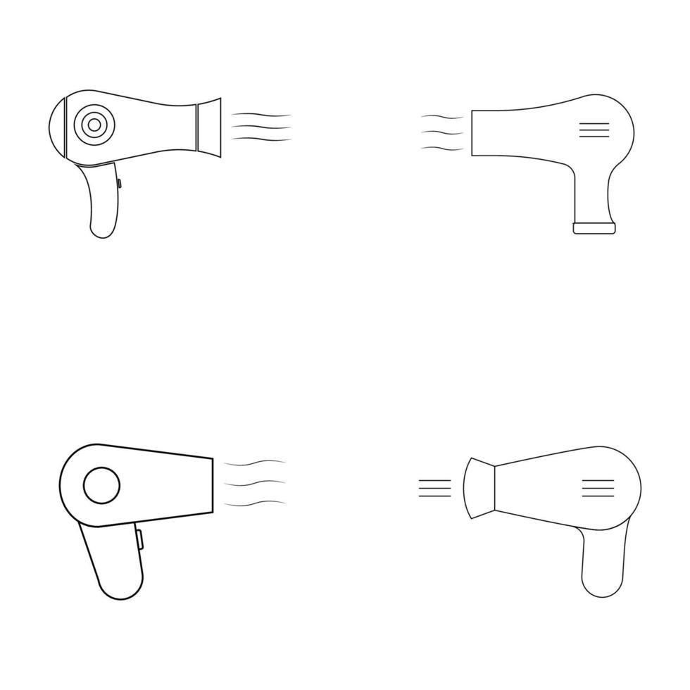 Trockner-Haar-Symbol, Haartrockner mit Blasluft, Gerät verwenden, dünne Linie Web-Symbol auf weißem Hintergrund vektor