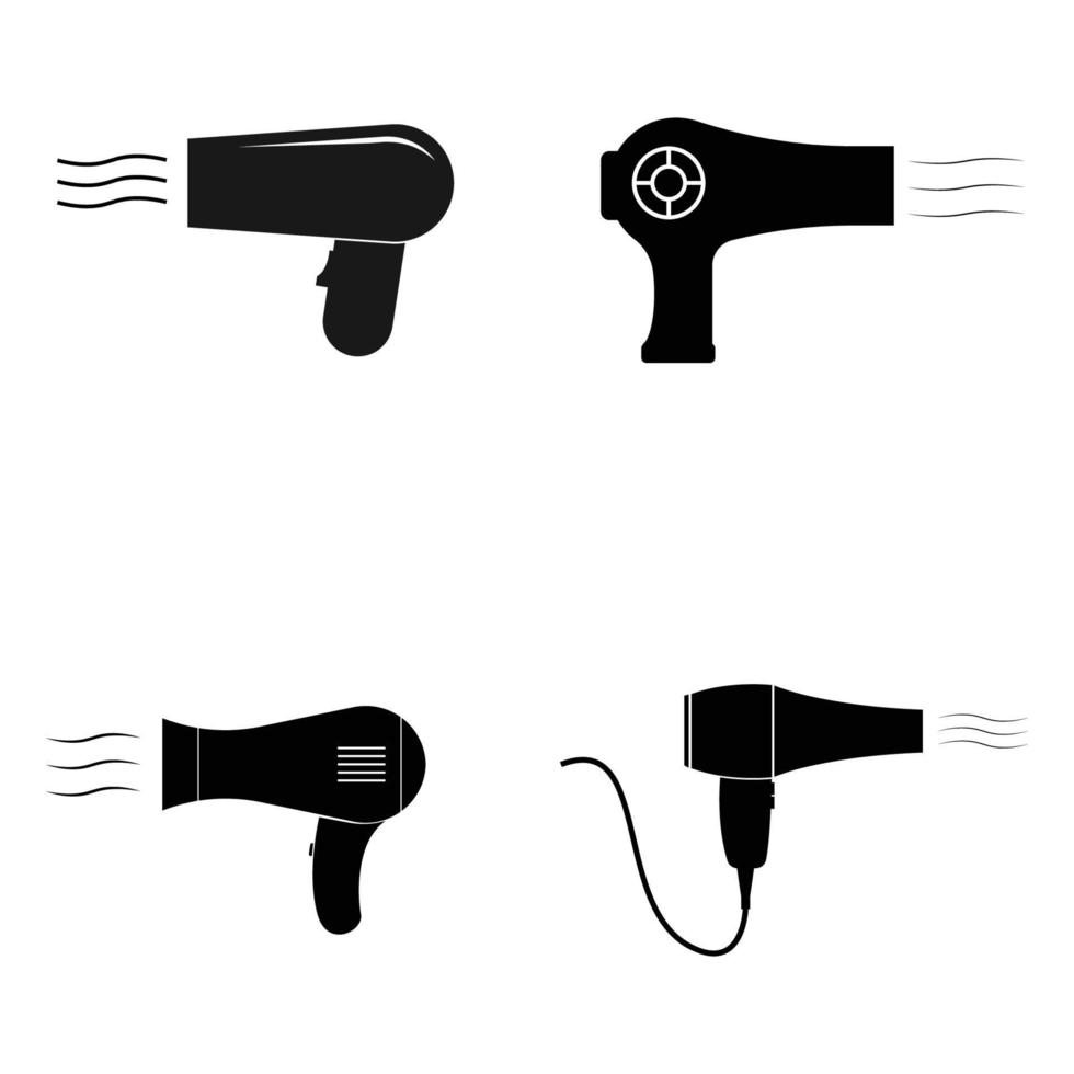 Schwarzes Haartrockner-Symbol isoliert auf weißem Hintergrund, Illustrationsdesign vektor