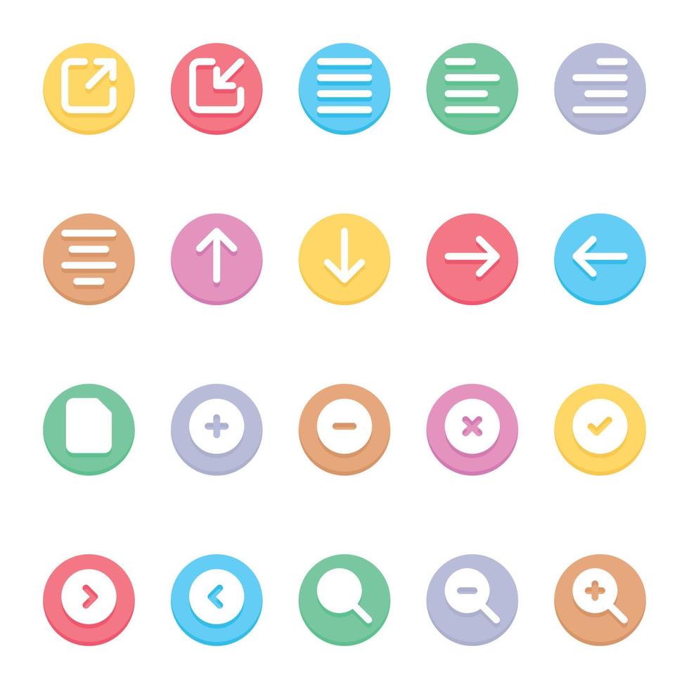 cirkel Färg glyf ikoner för användare gränssnitt. vektor
