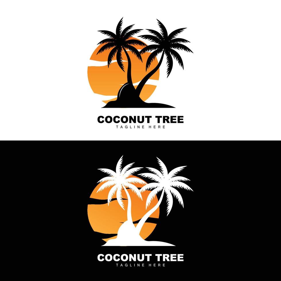 kokos träd logotyp, hav träd vektor, design för mallar, produkt varumärke, strand turism objekt logotyp vektor
