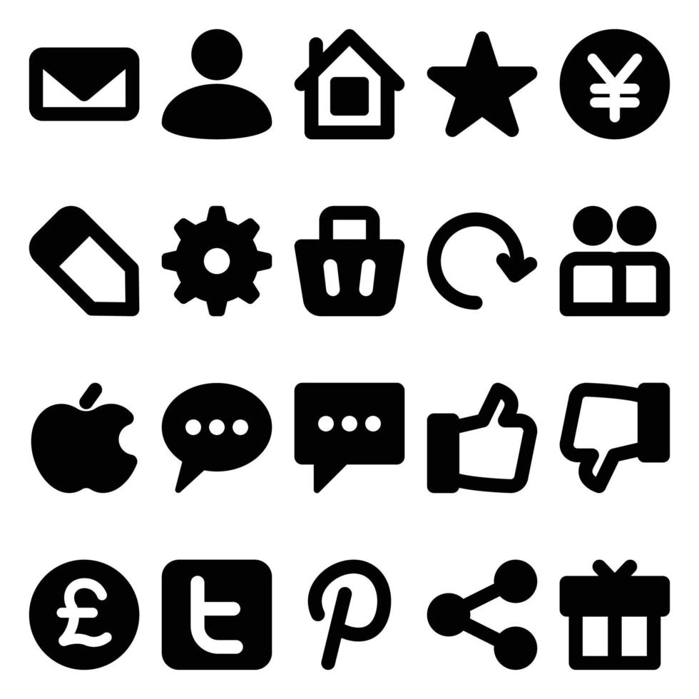 Glyphensymbole für soziale Medien. vektor