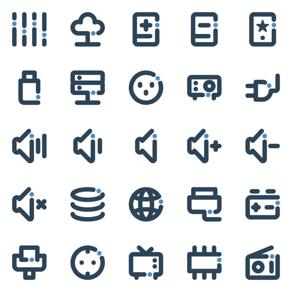 djärv linje ikoner för elektronik. vektor