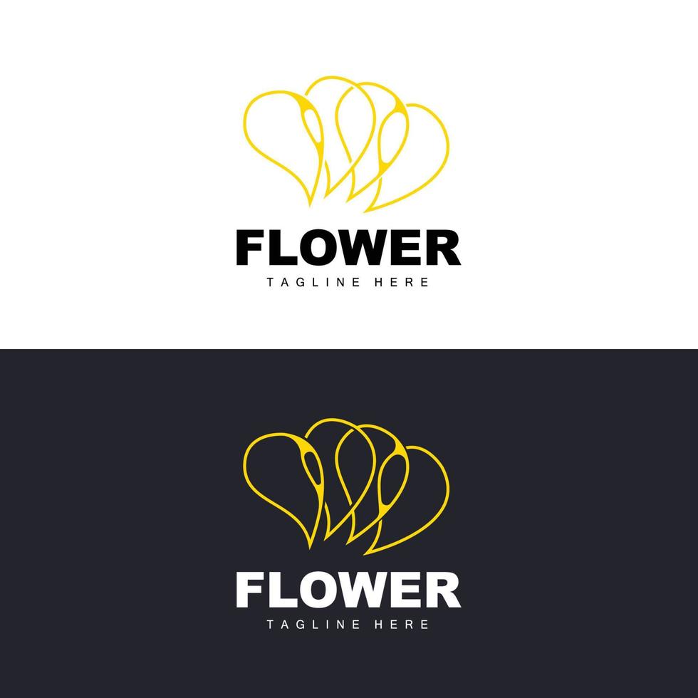 Blumenlogo, Blumengartendesign mit einfacher Stilvektorproduktmarke, Schönheitspflege, natürlich vektor