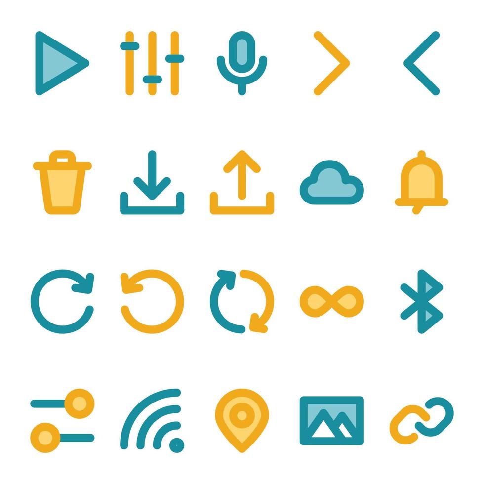 fylld Färg översikt ikoner för användare gränssnitt. vektor