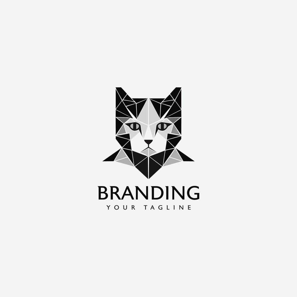 gemetrisk katt logotyp design mall vektor