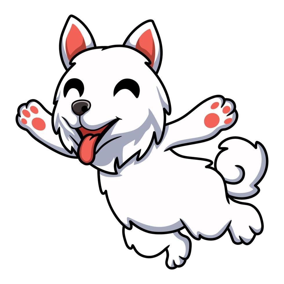 süßer samoyed hund cartoon springen vektor