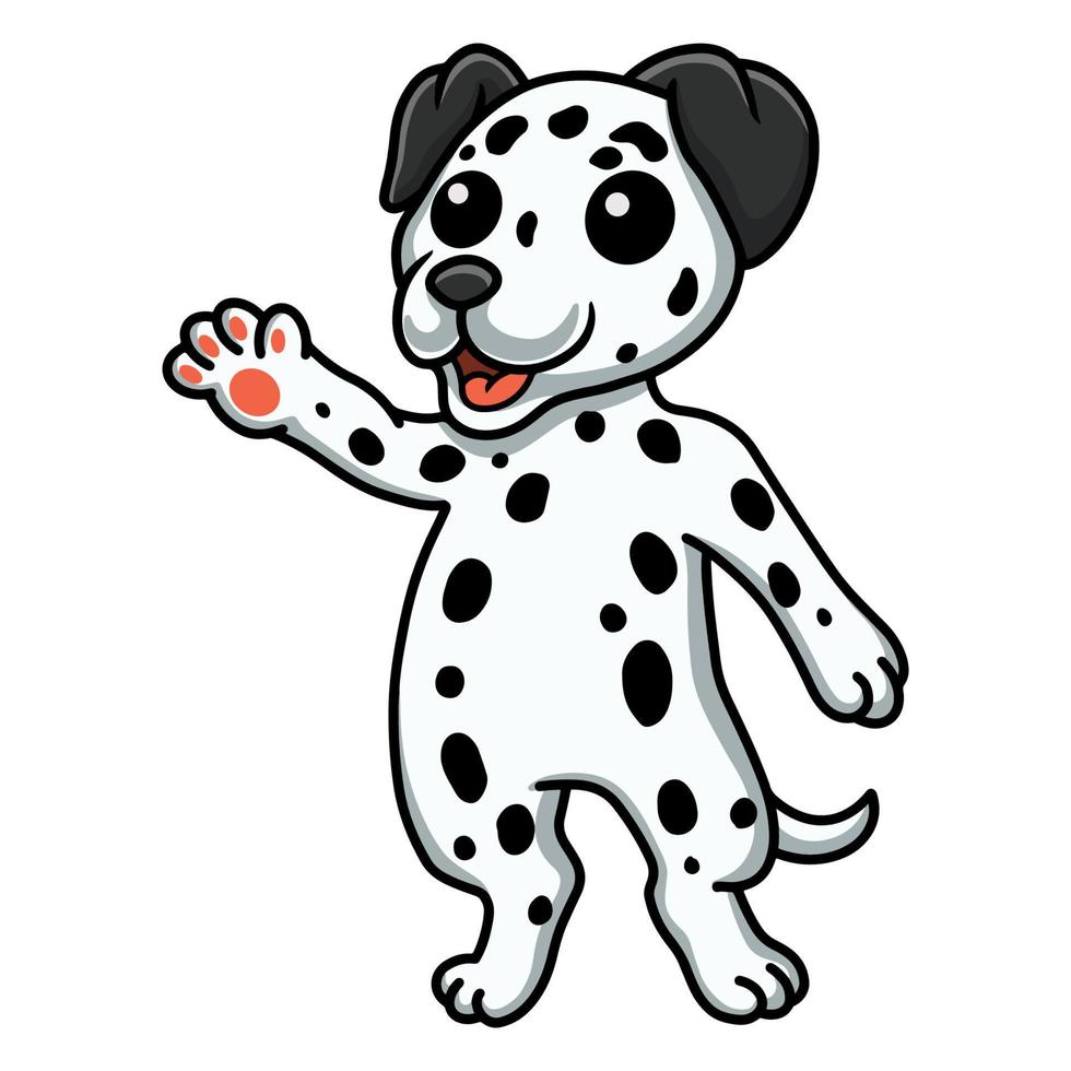 söt dalmatian hund tecknad serie vinka hand vektor