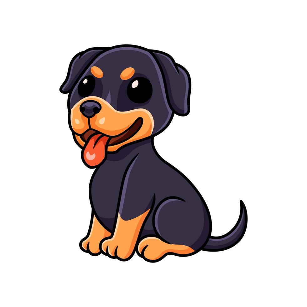 niedlicher kleiner rottweiler hundecartoon vektor