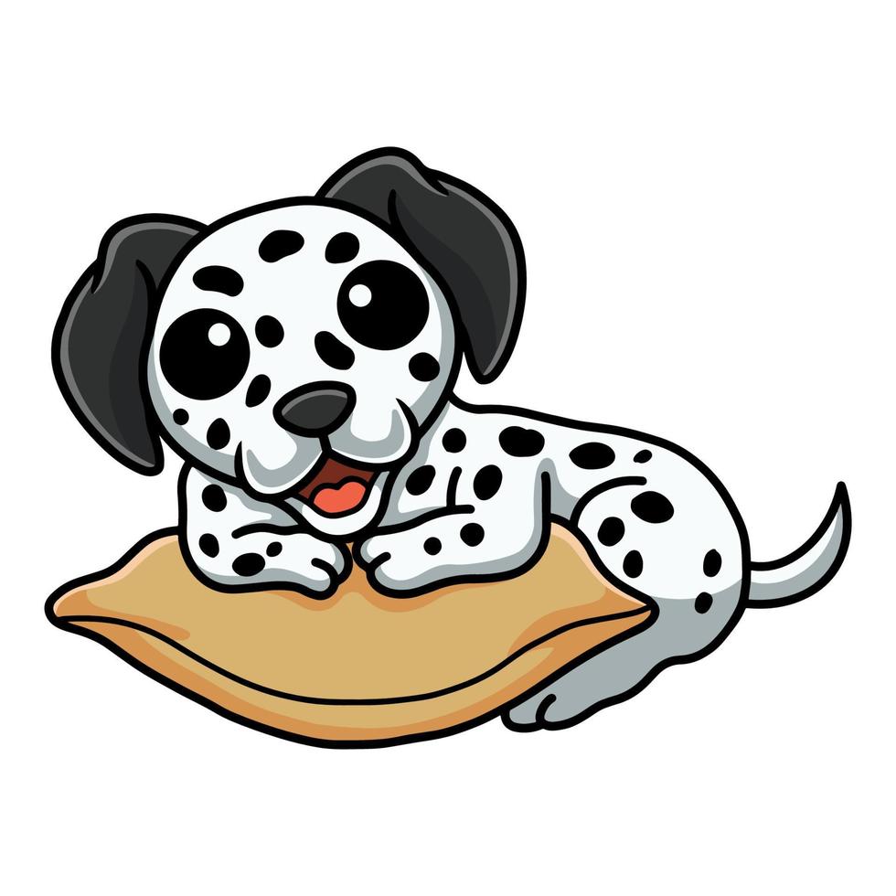 söt dalmatian hund tecknad serie på de kudde vektor