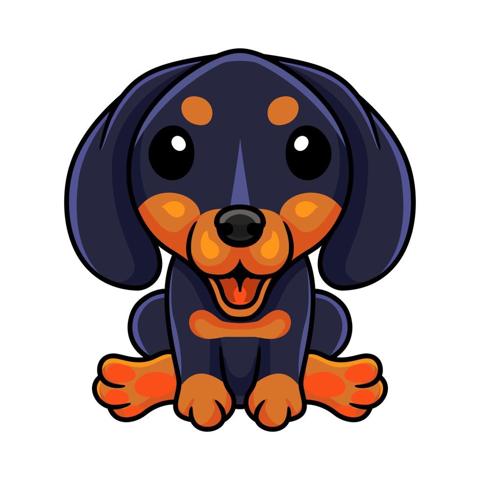 söt dashund hund tecknad serie Sammanträde vektor