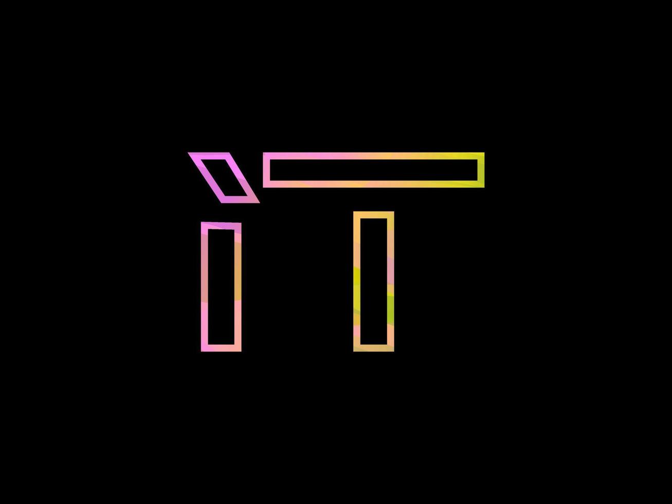 it-Buchstaben-Logo mit buntem Regenbogen-Textur-Vektor. Pro-Vektor vektor