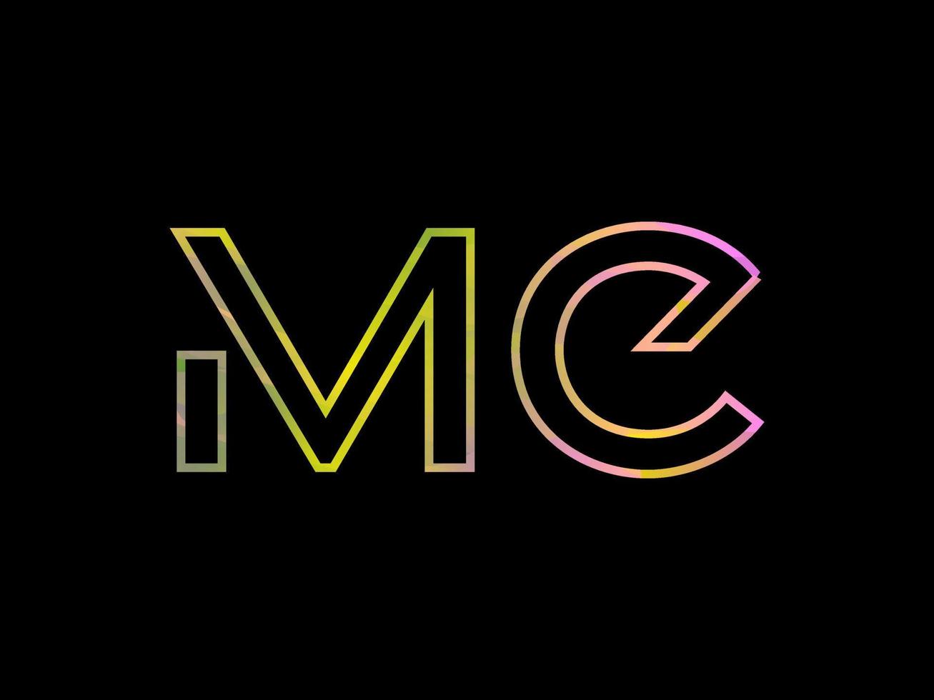 MC-Brief-Logo mit buntem Regenbogen-Textur-Vektor. Pro-Vektor. vektor