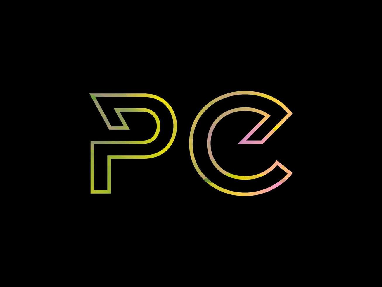 pc brev logotyp med färgrik regnbåge textur vektor. proffs vektor. vektor