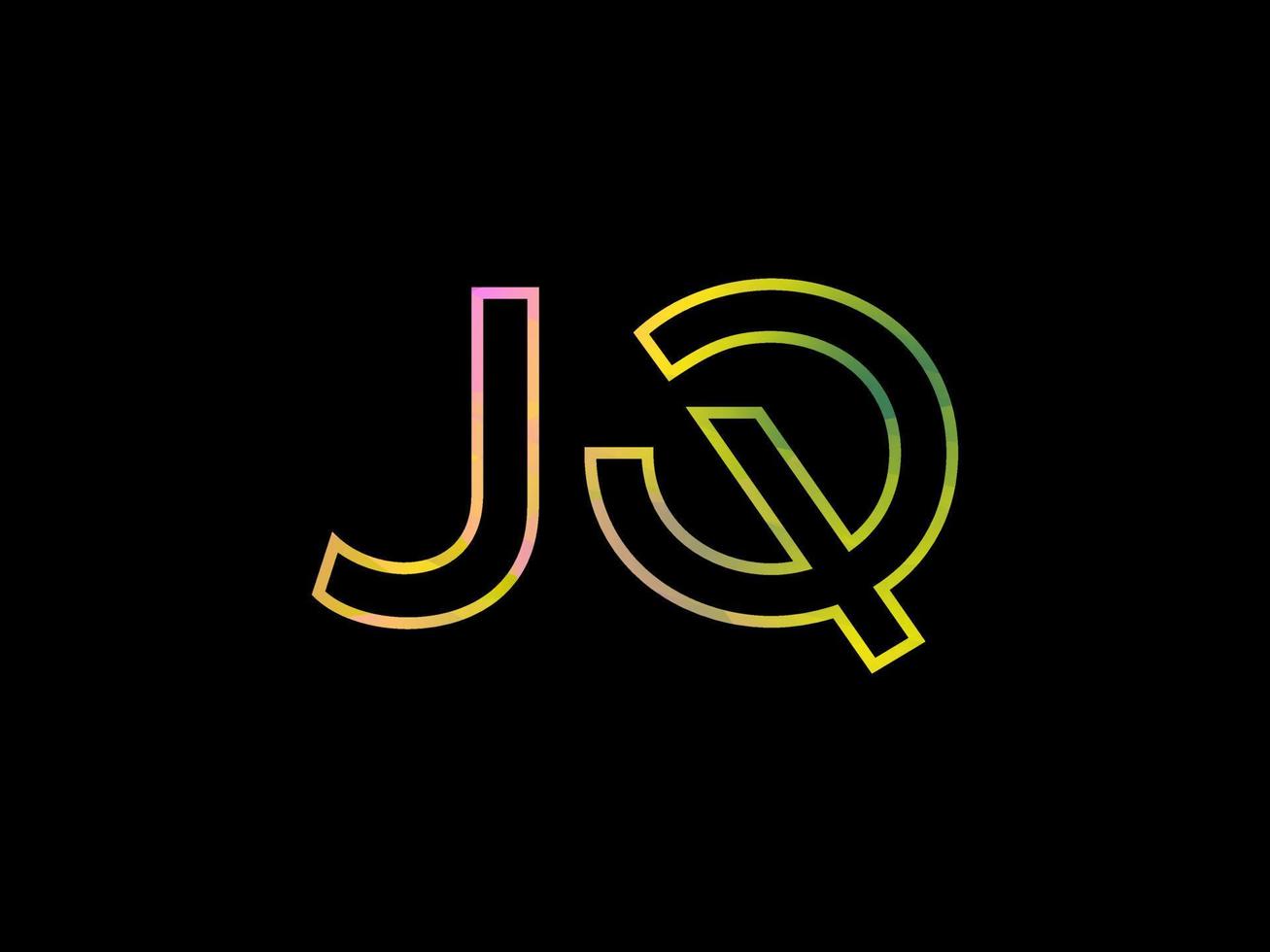 jq-Buchstabenlogo mit buntem Regenbogenbeschaffenheitsvektor. Pro-Vektor vektor