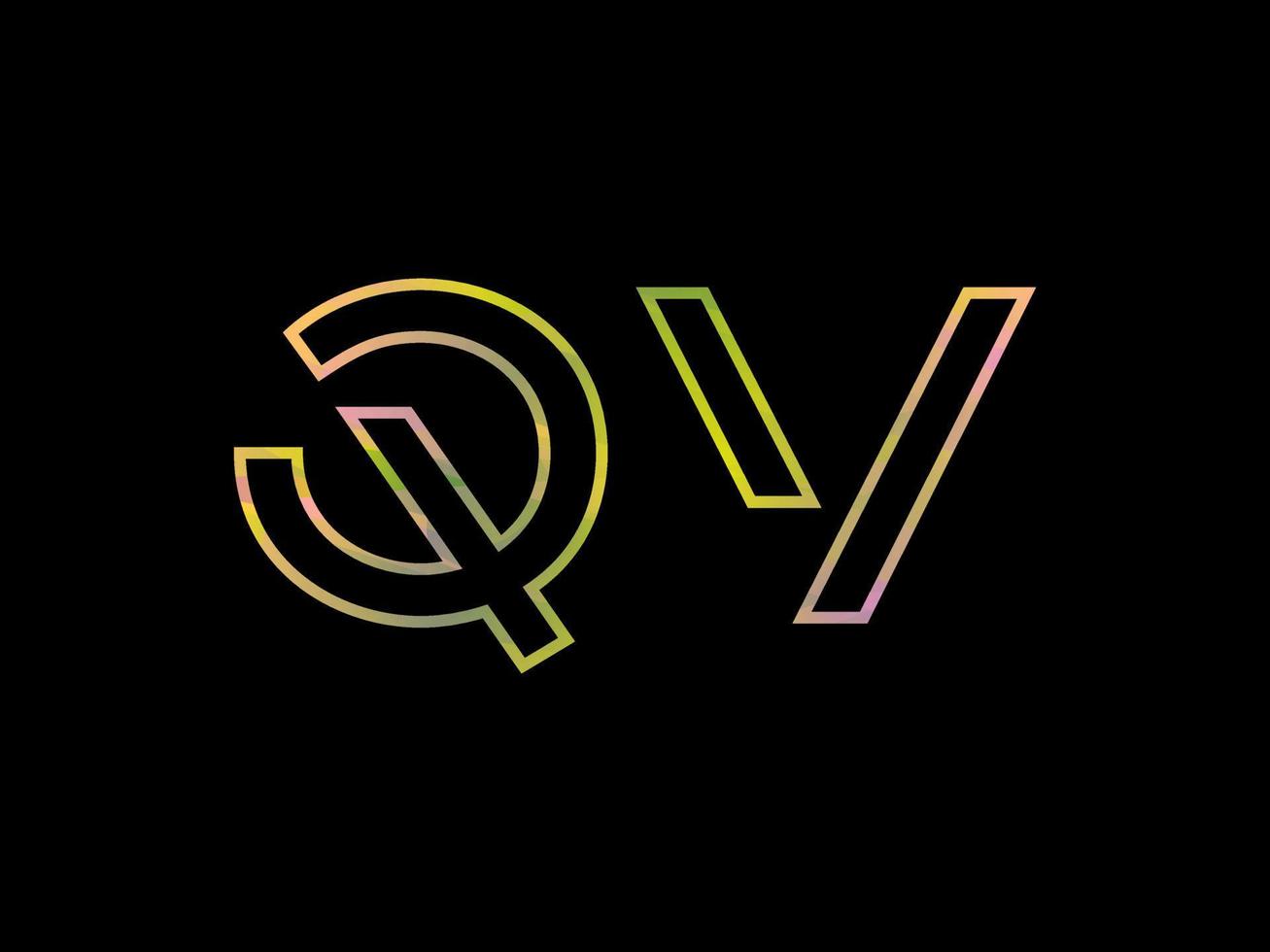qv-Buchstabenlogo mit buntem Regenbogenbeschaffenheitsvektor. Pro-Vektor. vektor